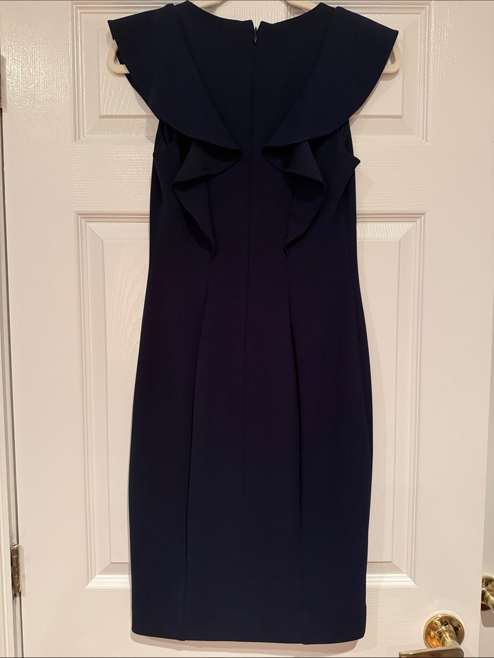 Navy Ruffle-Trim Sheath Dress - Picture 2 of 3